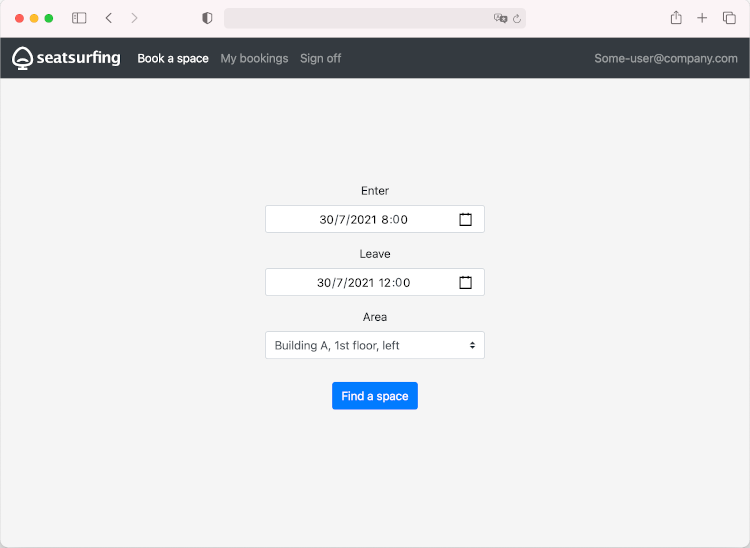 Booking UI Screenshot